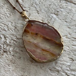 NWOT Unique Glass Pendant Copper Necklace